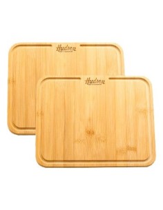 Plato X 2 Para Asado 21x26cm Madera Bamboo Bp01 Hud01