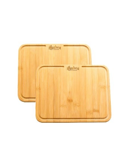 Plato X 2 Para Asado 21x26cm Madera Bamboo Bp01 Hud01