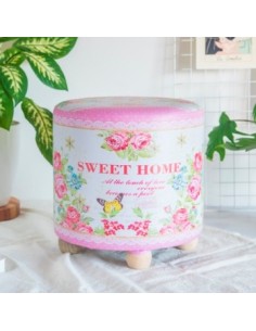 Puff 25-30cm Madera Tapizado Cuerina Sweet Home 46as7278  46as7277 Dol01