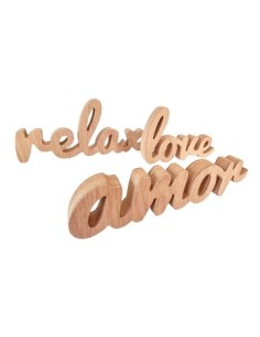 Palabra Corporea Madera 21x8cm Calma-sonrie-amor-smile-relax-love Et01