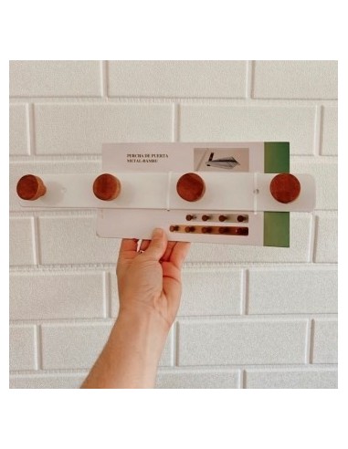 Perchero 44 Cm 5 Perillas Metal-bambu Bco-negro 302138-302139 Pcu01