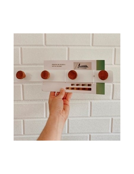 Perchero 44 Cm 5 Perillas Metal-bambu Bco-negro 302138-302139 Pcu01