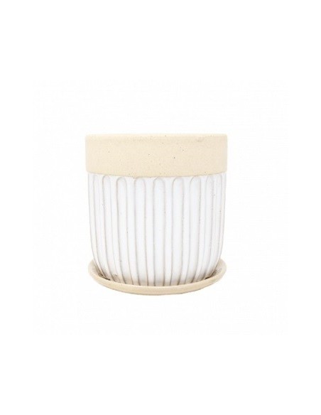 Maceta 14x14cm Cemento Simil Mimbre Mc23m Gal01