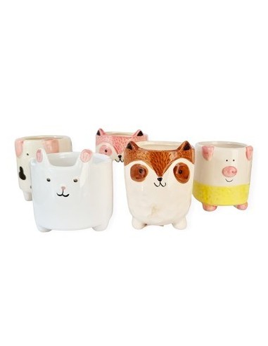Maceta 8cm Ceramica Animales Surt  923290-923291-923292-923294-923295 Col01 2212004-2304103-2304104 Jli03