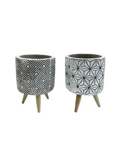 Maceta C-patas 8x11cm Cemento Calado 25602539 Tal01