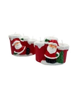 Vela Navidad Decoratica Ceramica 3 Velas Con Papa Noel I600 Fab01