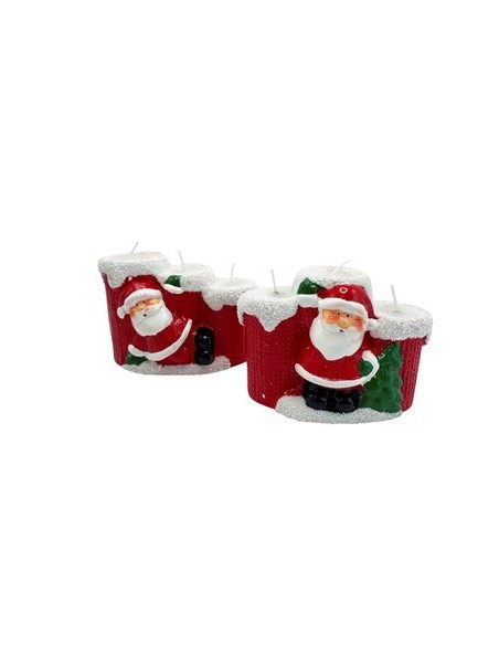 Vela Navidad Decoratica Ceramica 3 Velas Con Papa Noel I600 Fab01