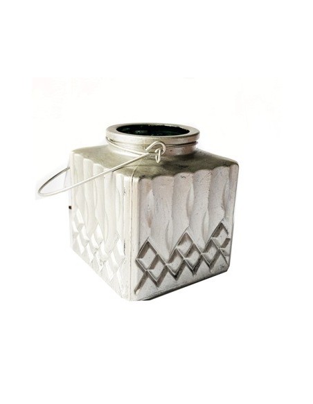 Porta Vela 11cm Vidrio Plateado Sin7p 1v285 Sc01