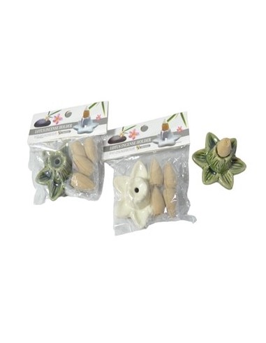 Porta Sahumerio Flor + 4 Sahumerios Cono Kg006 Rey03