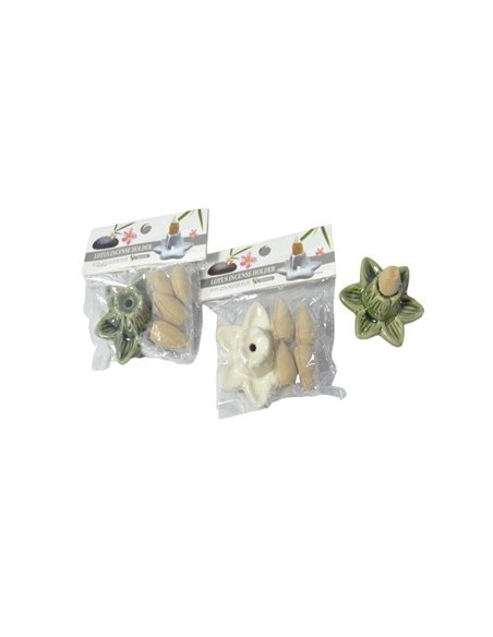 Porta Sahumerio Flor + 4 Sahumerios Cono Kg006 Rey03