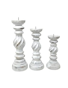 Candelabro 20cm Madera Vintage Pil138bl Am01