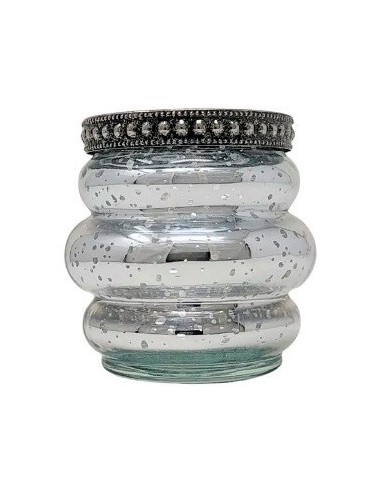 Porta Vela Vidrio Plateado C-borde 7 3x7cm A544 Jun02