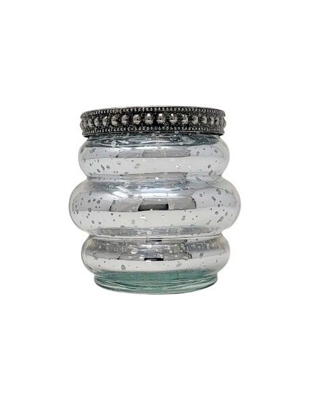 Porta Vela Vidrio Plateado C-borde 7 3x7cm A544 Jun02