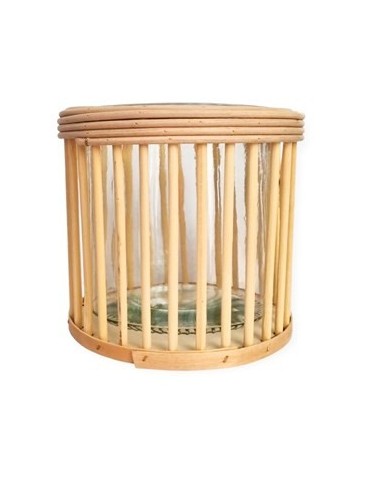 Fanal 13 Cm Vidrio Con Ratan 301704 Pcu01