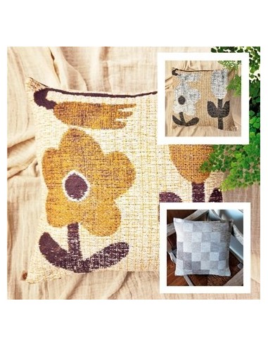 Funda Almohadon 40x40cm Amapola Malva-dulce De Leche-simona Natural 8130193-8130160-7930111 Pri02