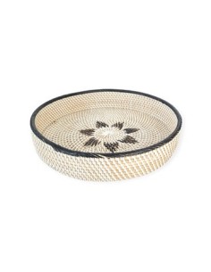 Bandeja 30cm Red Rattan  C- Diseno Flor Bco-ngro Ang-09c  Rey03