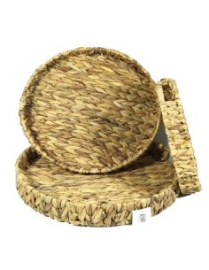 Bandeja Redonda 40cm Hoja Palma Natural Oscuro Ra211262 Rey03