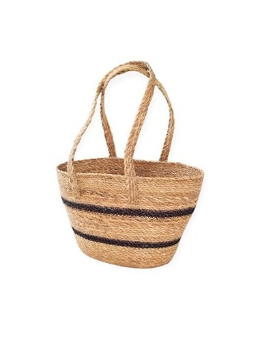 Canasto 25x36cm Seagrass C-manija Y Rayas Negras Hsb-42-bs Rey03