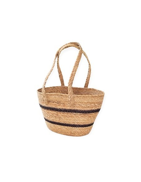Canasto 25x36cm Seagrass C-manija Y Rayas Negras Hsb-42-bs Rey03