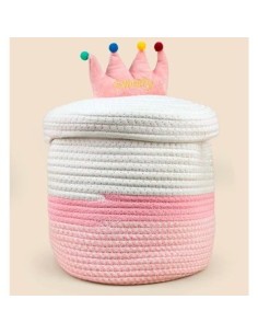 Canasto Algodon 39x26x29 Redondo C-tapa 50767 Sf01