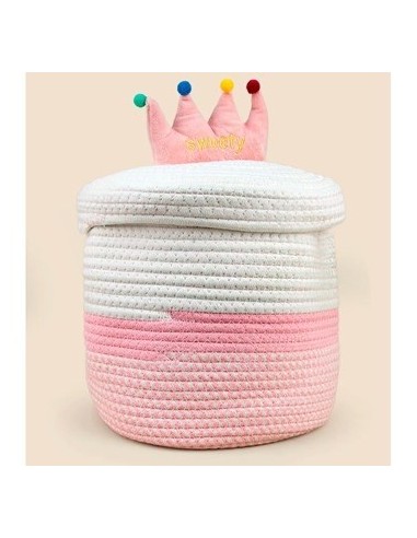 Canasto Algodon 39x26x29 Redondo C-tapa 50767 Sf01