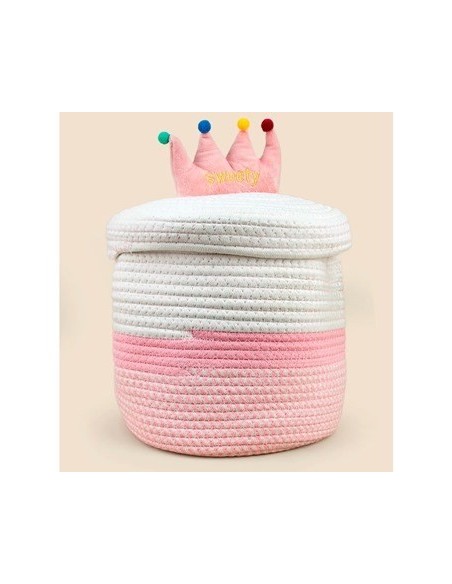 Canasto Algodon 39x26x29 Redondo C-tapa 50767 Sf01