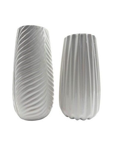 Florero Ceramica 19 Cm Acanalado Mr1739 Mr1741 Cds