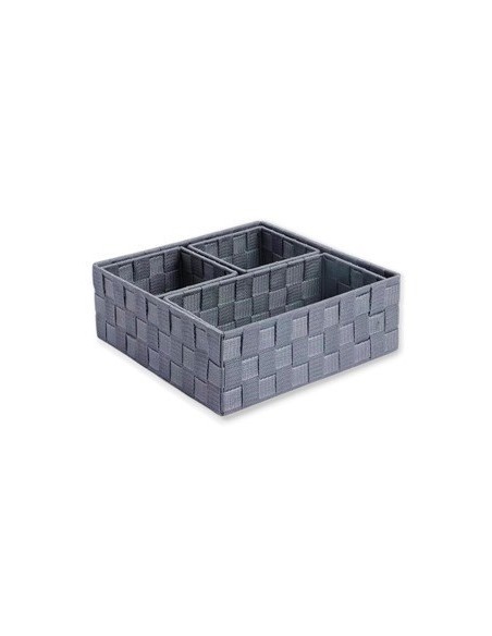 Canasto 14x14 Cuad  Rafia Gris B5033ch Dec01