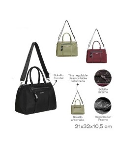 Cartera 21x32x10.5cm Nylon Tira Reg Des Reforzada  Bolsillo Frontal Y Antirr  Bol Y Org Int Trendy 31052 Tar02