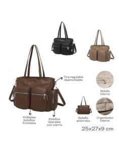 Cartera 25x27x9cm Tira Reg Des  Bol Y Org Int  Bol Lat-antirr  Multiples Bolsillos Frontales 22748 Trendy Tar02