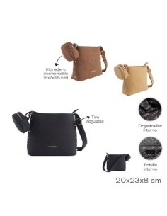 Morral  20x23x8cm C/monedero Desmontable  Bol Y Org Interno  Tira Reg Trendy 29166 Tar02