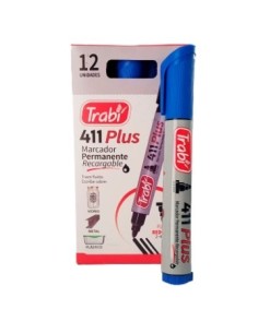 Marcador Perm. P/redonda 411 Azul 6522 Trabi (b12)