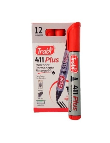 Marcador Perm. P/redonda 411 Rojo 6523 Trabi (b12)