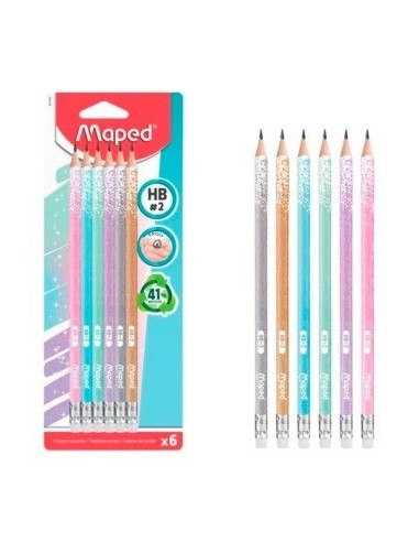 Lapiz Negro X6 Triangular Hb Maped Glitter 851803 Map01