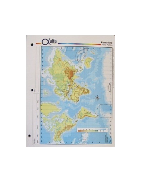 Mapa Planisferio Fis/pol N.3 3240552 Alfa Gloss (b:40-1)