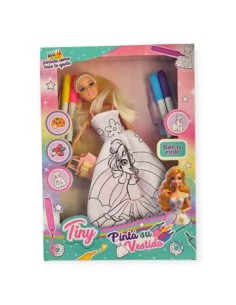 Muneca 30cm Tiny Vestido P-pintar C-marcadores 54927-54928 Seb01