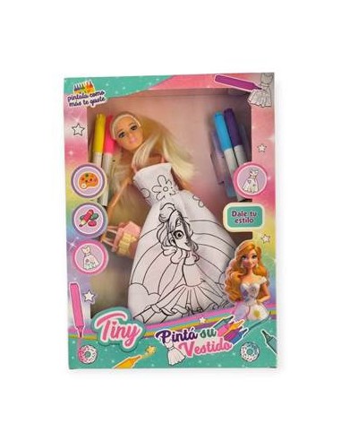 Muneca 30cm Tiny Vestido P-pintar C-marcadores 54927-54928 Seb01