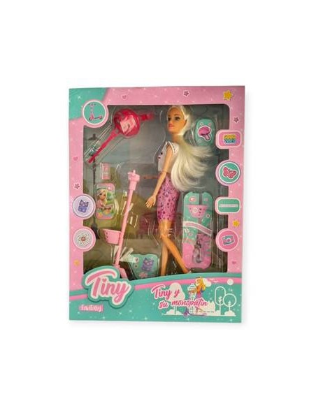 Muneca 30cm Tiny Paseo En Monopatin C-accesorios 54925 Seb01