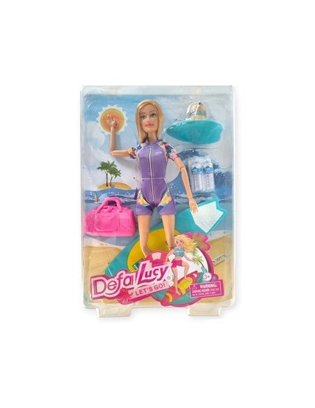 Muneca 30cm Lucy Surfista C- Accesorios Playa Sd22351 Pk01