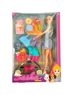 Muneca 30cm Sasha C-mascotas Coche Y Accesorios Sd24254 Pk01