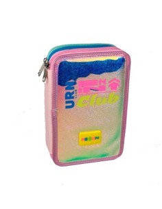 Cartuchera 3 Pisos Tornasolada C/brillos Tricolor A3585 Rexon