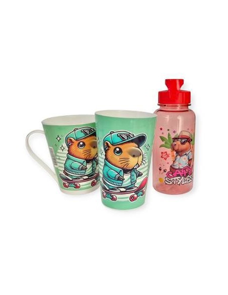 Set Infantil Botella 400cc C-taza Conica Y Caso 49401 49402 Dia01