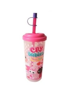 Vaso Alto Recto C/sorbete Y Tapa Cry Babies/baby Little Pony 01mypony027  01crybab027 Bel01 (b6)