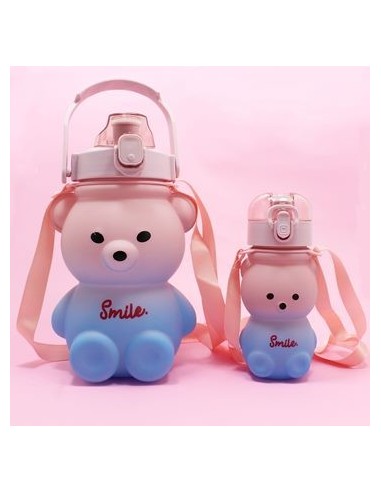 Botella 1lt X2 Plast  Osito C-manija Y Stickers Vsk01