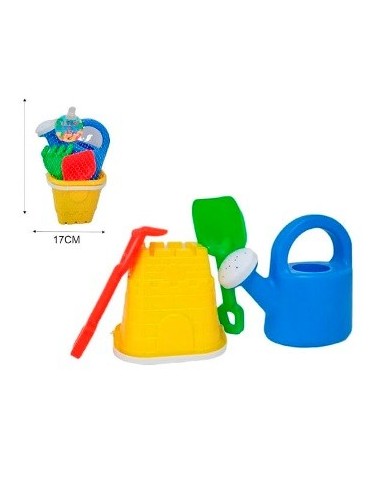 Balde Playa Castillo C/regadera + Pala + Rast En Red Rkj052 Rec01