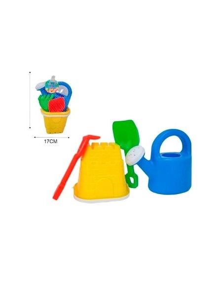 Balde Playa Castillo C/regadera + Pala + Rast En Red Rkj052 Rec01