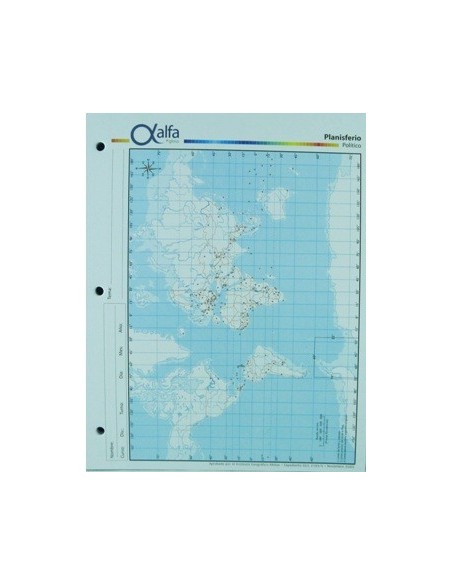Mapa Planisferio Politico N.3 3140200 Alfa Gloss (b40)