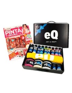 Kit Valija Acrilicos+revista+delantal+barnices+base Eq Arte