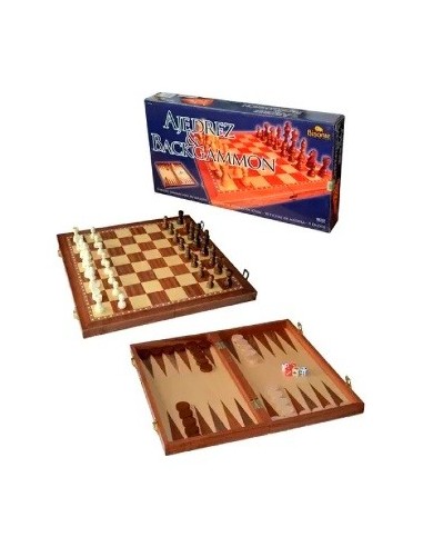 Ajedrez + Backgammon C-tablero Y Pzas Madera Im9785 Jbl01