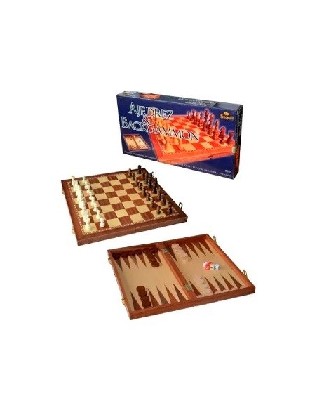 Ajedrez + Backgammon C-tablero Y Pzas Madera Im9785 Jbl01